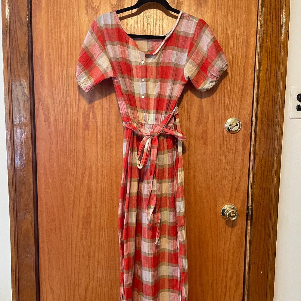 Ace & Jig Red Plaid Midi Dress XS - S